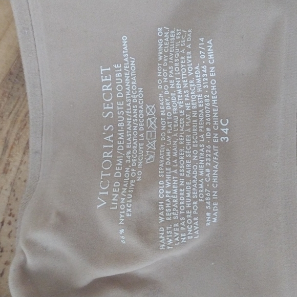 Victoria's Secret Tan Lined Demi Double Convertible Underwire Bra Size 34C - Picture 8 of 13